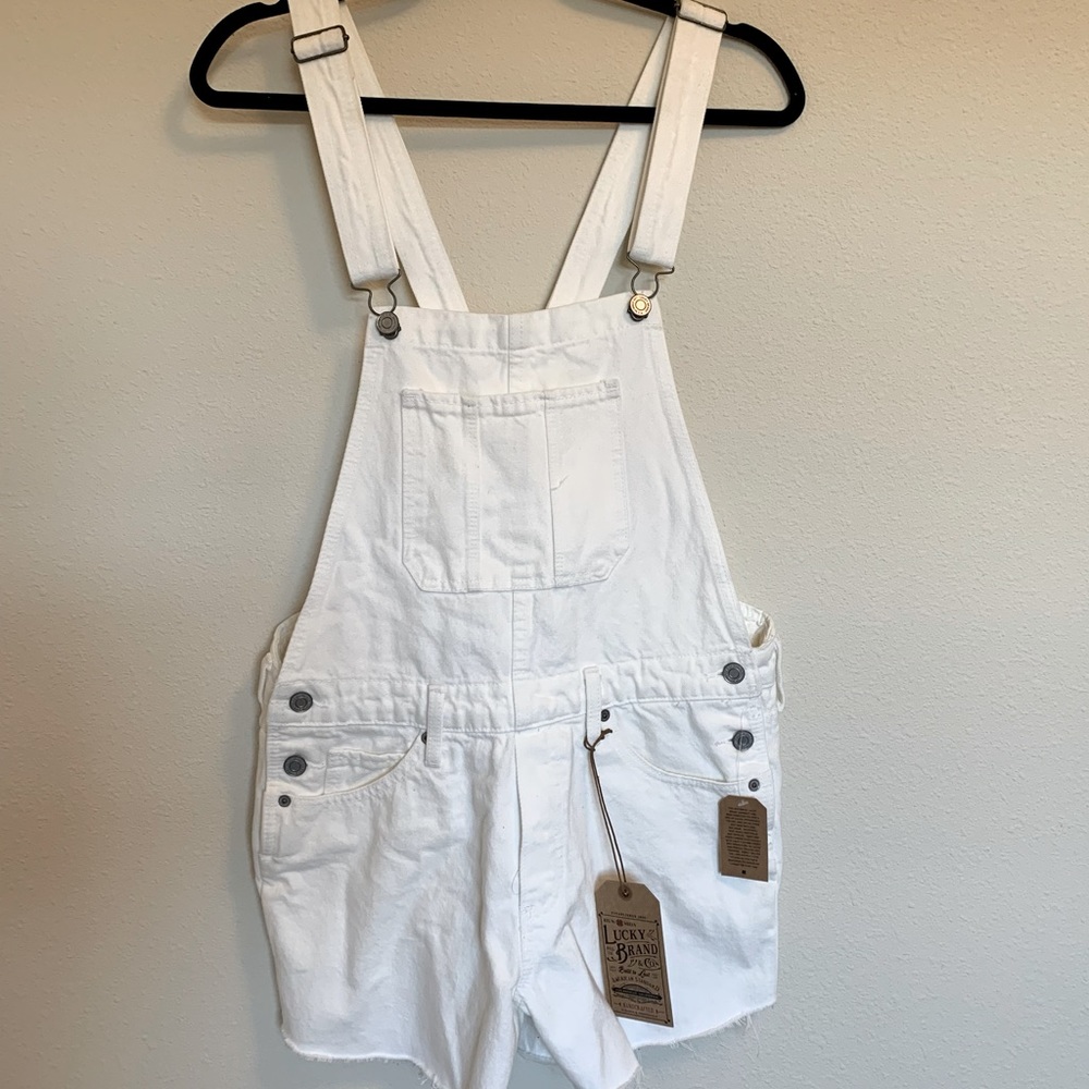 NWT Lucky Brand White Denim Shortalls (Short Overalls) - Size M